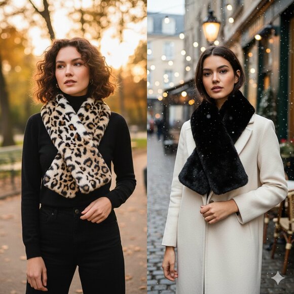 Set of Fur Pull Through Scarves - Picture 1 of 12
